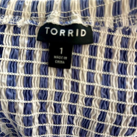 Torrid Blue Stripe Smocked Skater Dress - Picture 7 of 10